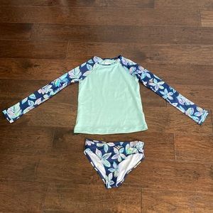 Kids blue rash guard and bottoms (swimsuit)